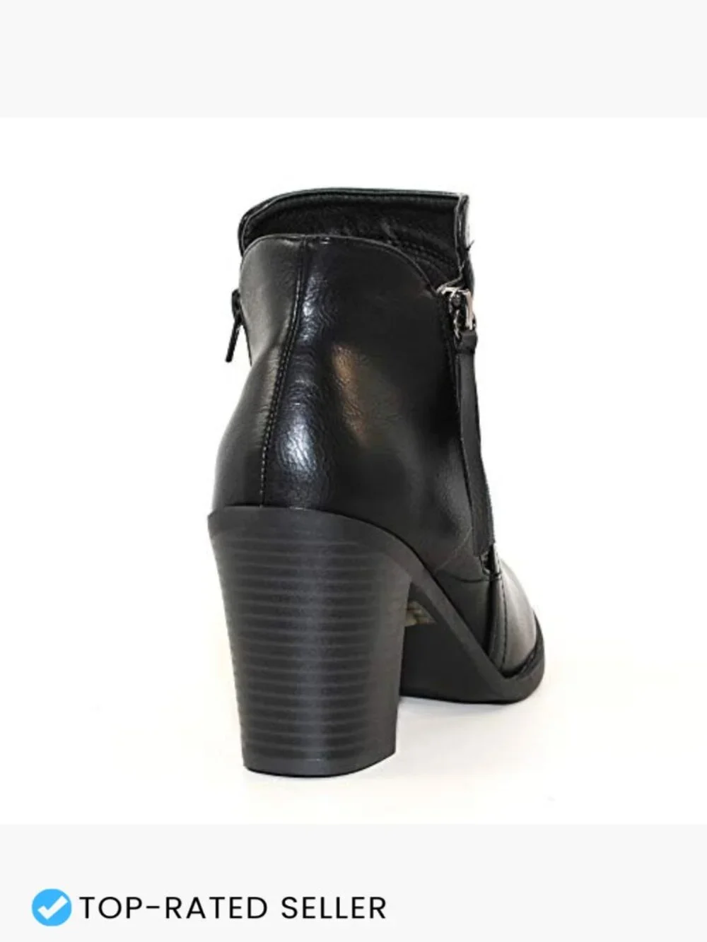 Ankle Booties Side Zip Chunky Heel Faux Suede Casual